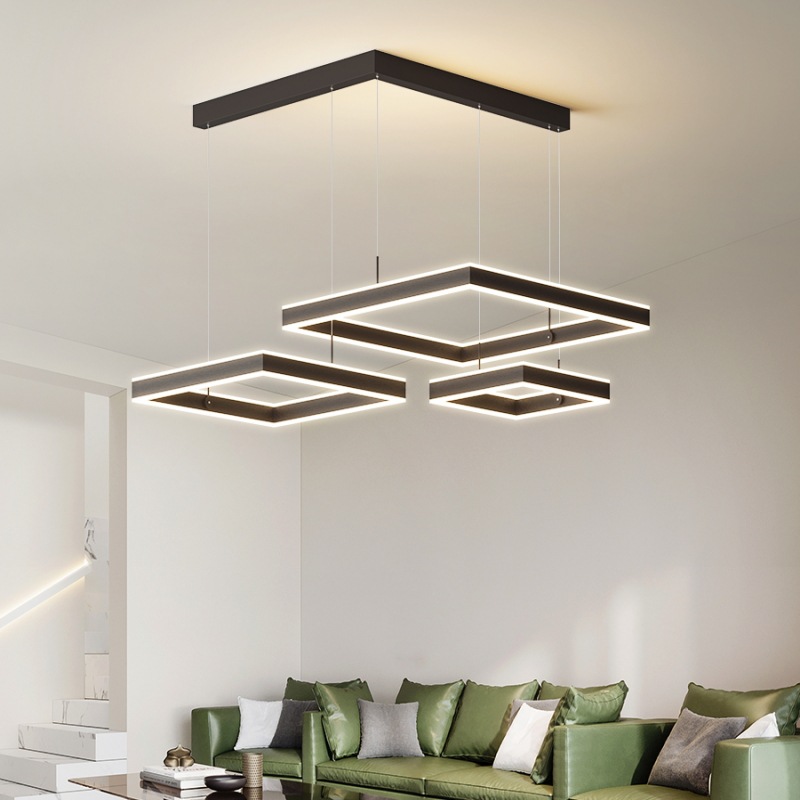 Post-moderna Luz de lujo sala de estar lámpara cuadrada duplex hueco diseñador modelo habitación italiana simple comedor dormitorio lámpara