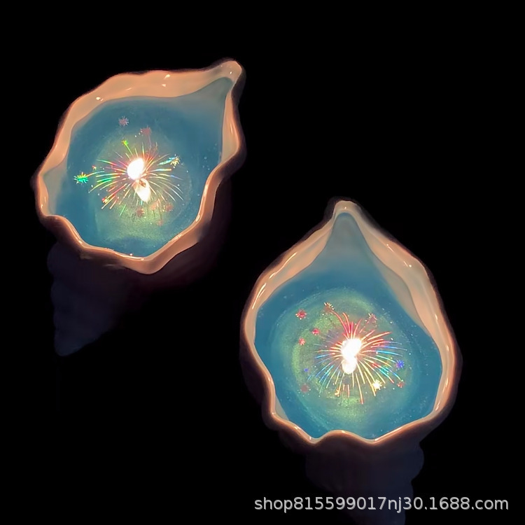 「Sea Fireworks」クリエイティブな巻貝の香りのキャンドルカップゼリーワックスオーシャンフレグランス、親友へのギフトとして|undefined