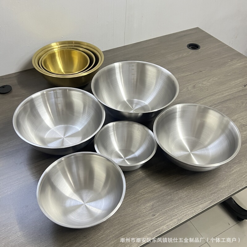 Korean-Style Two-Color Salad Bowl, Extra Thick Food-Grade Stainless Steel, Household Cold Noodle Bowl, Instant Noodle Bowl, Rice Bowl, Cooking Basin, Soup Bowl Korean-Style Two-Color Salad Bowl, Extra Thick Food-Grade Stainless Steel, Household Cold Noodle Bowl, Instant Noodle Bowl, Rice Bowl, Cooking Basin, Soup Bowl