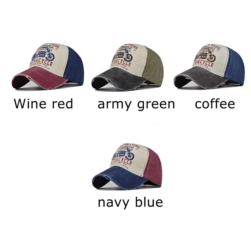 Algodón transfronterizo lavado gorra de béisbol para hombres y mujeres estilo coreano gorra de pico británico shabby Denim al aire libre impreso sombrero apenado image 4