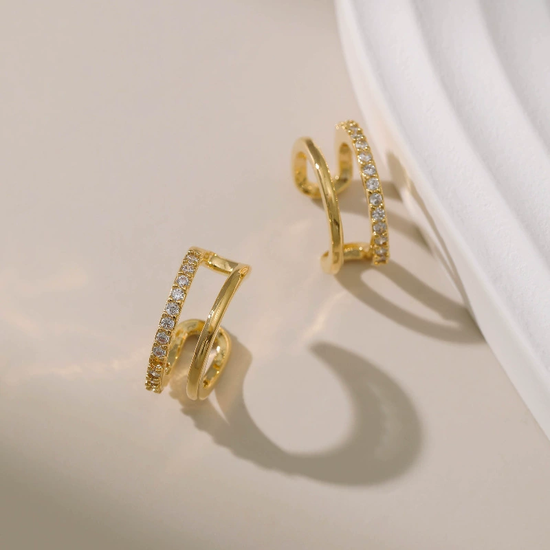 Браслет серьги из латуни, белый элегантный дизайн высшая zirconia, 18 карат, стиль легкой роскоши