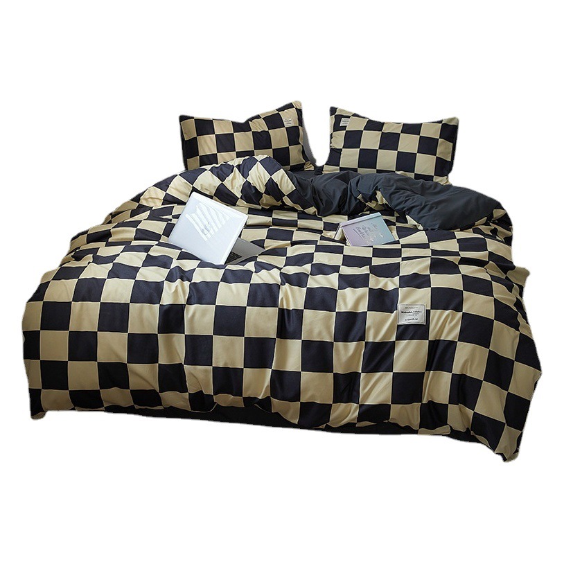 Juego de Ropa de Cama Youyixin de Doble Capa de Gasa de Color Sólido de Cuatro Piezas, Funda Nórdica, Sábana, Estilo Sábana Ajustable, Juego de Tres Piezas para Dormitorio Individual de Estudiantes, Tela Cepillada.