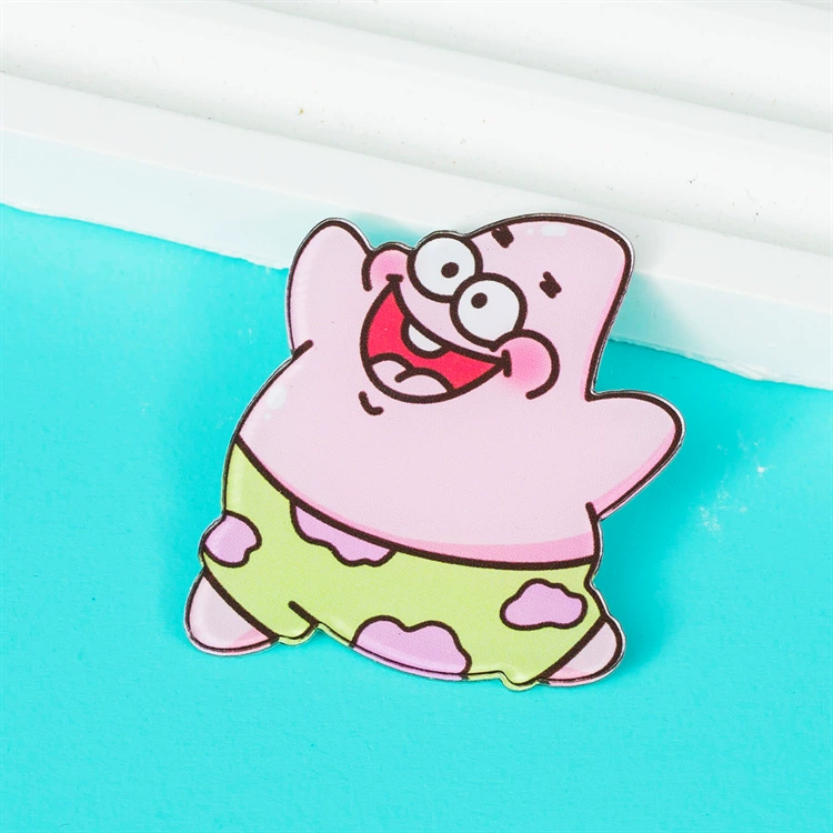 Brand cartoon sponge children's acrylic brooch, badge, bag accessory, pin, pendant, Birthday gift
