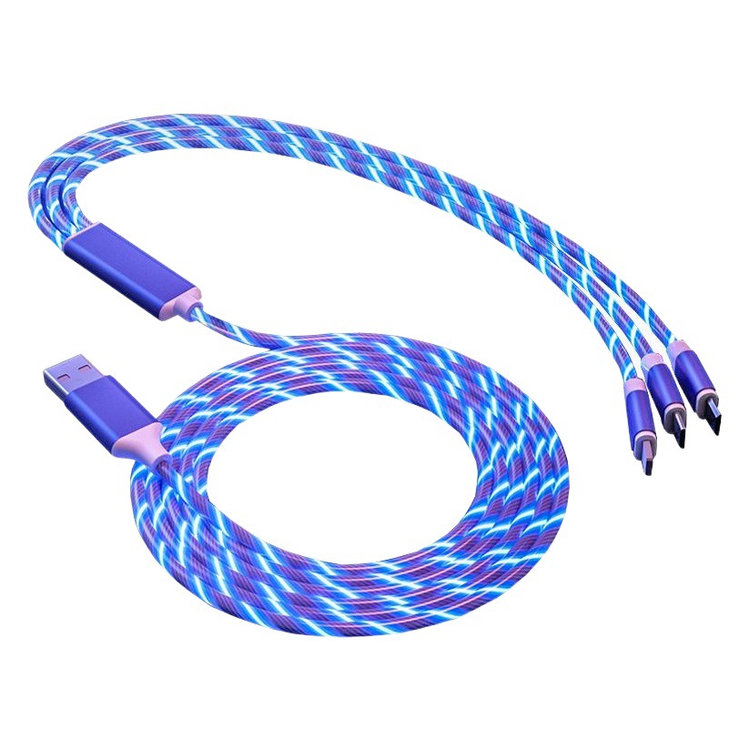 Cable DE DATOS streamer de uno a tres para Apple Android TypeC teléfono móvil carga rápida tres en uno caballo Luz de marcha