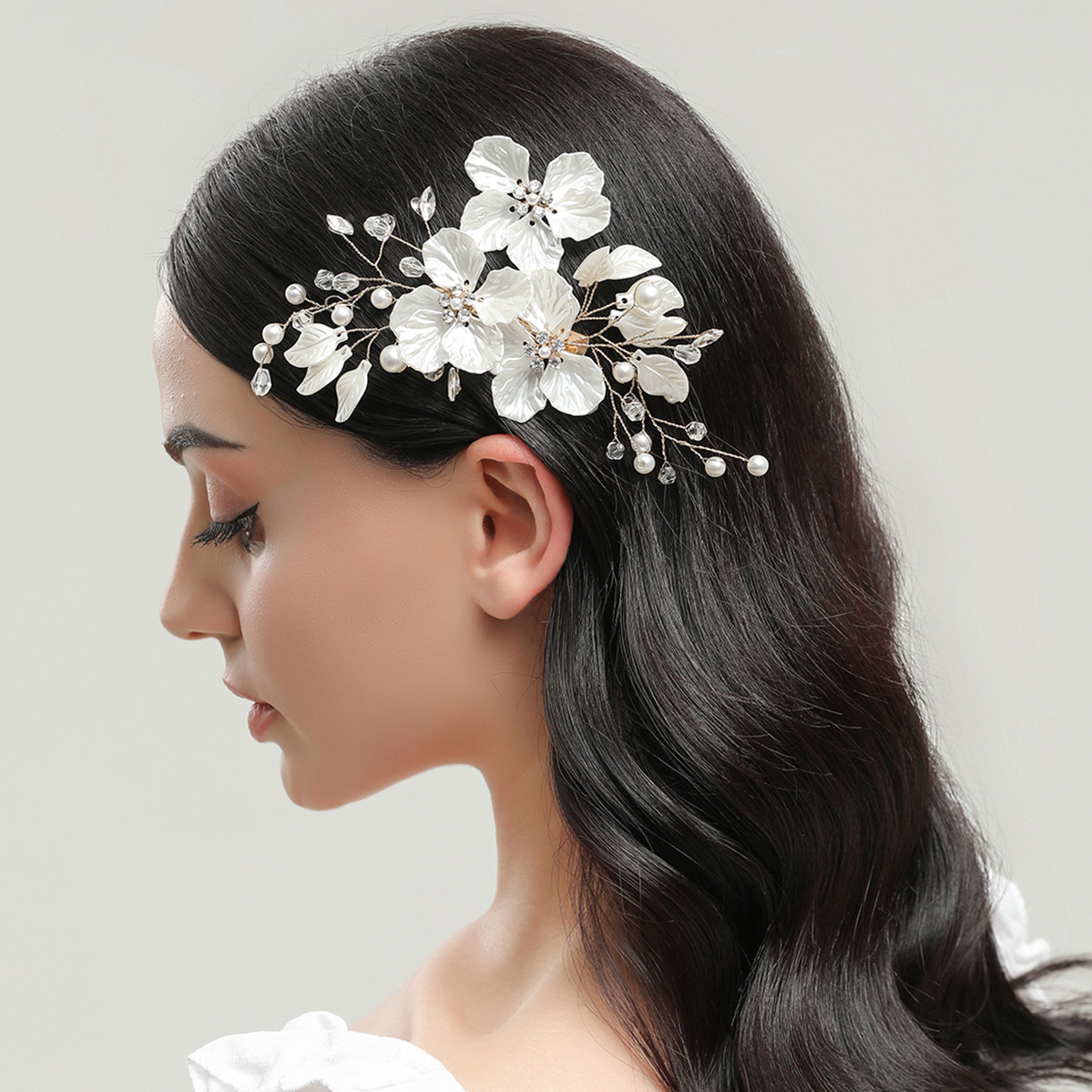 Haarschmuck für Damen und Mädchen, mit Strasssteinen, Blumen, für die Braut, Hochzeit, Haarranke, Perlen, Blätter_voghion.com