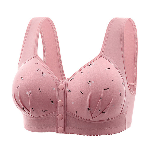 Mid-to-late-life mom-style wireless push-up bra for larger busts—creates a smaller-look effect, front-closure design, seamless construction, and a flattering back silhouette for a slimmer appearance.
