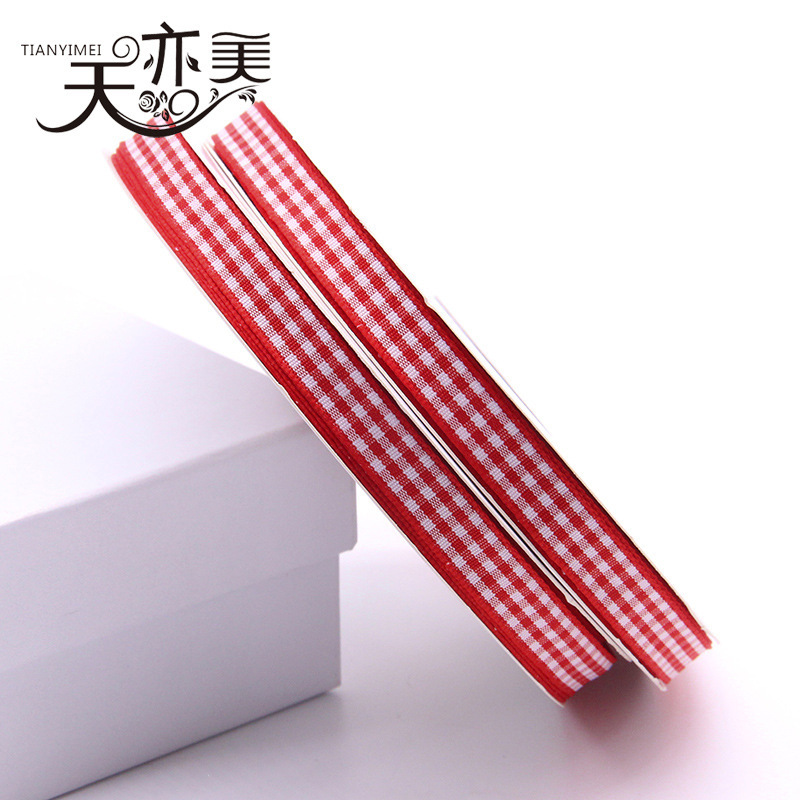 Cinta de cuadros Tianyimei de 1 cm al por mayor, cinta escocesa para regalo, embalaje de cajas de regalo, cinta de cuadros con gama completa de colores