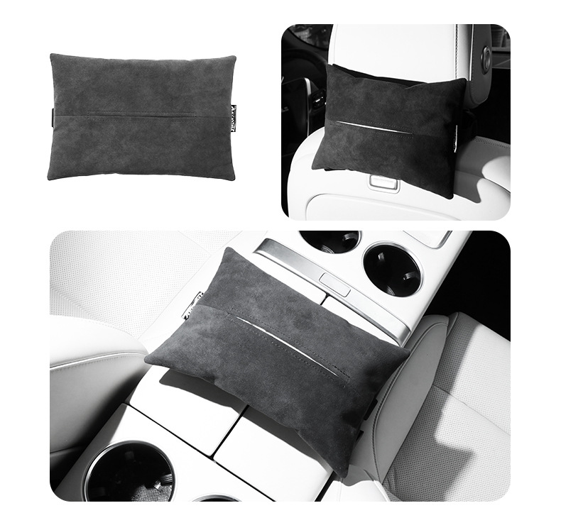 Alcantara Car Tissue Box Seat Back Hanging Car Center Console Armrest Box Paper Box Large Gift