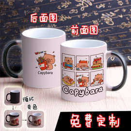 卡皮巴拉周边马克杯变色杯陶瓷杯水杯子生日礼物送勺盖送礼盒