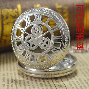 On behalf of the hot-selling time gear mechanical pocket watch retro hollow Roman word Flip pocket watch spot wholesale
