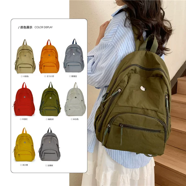 Ultra-Light Waterproof Parachute Nylon Fabric Women's Large-Capacity Puffy Bag, Fashionable Niche Women's Backpack, Lightweight