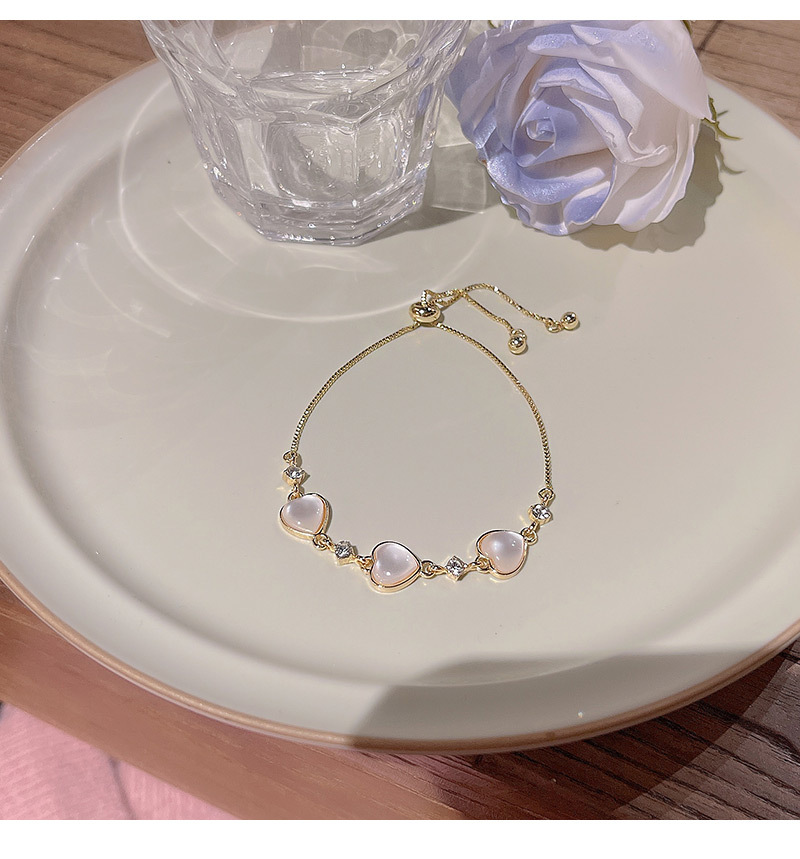 Fashion Heart Shape Copper Plating Zircon Bracelets 1 Piece