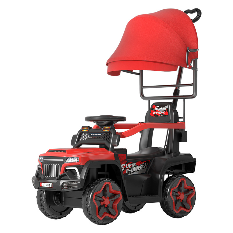 Cuatro ruedas eléctricas para niños más barrera de control remoto empurrado para niños y niñas pueden montarse en juguetes recargables vehículo todoterreno