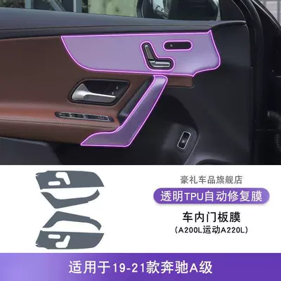 for 2019-2025 Mercedes-Benz A-Class center: Car interior film - 19-21-mercedes-benz-a-class-a200l-sport-a220l-interior-door-panel-film-tpu