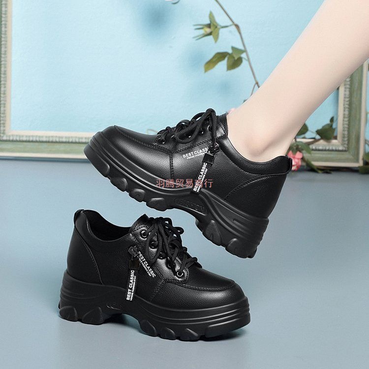 2025春秋冬乐福鞋内增高女鞋小个子增高鞋爆款新款厚底松糕鞋网布