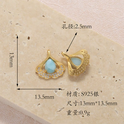 Raw Turquoise S925 Silver Zərgərlik ara hissələri - t6a3450