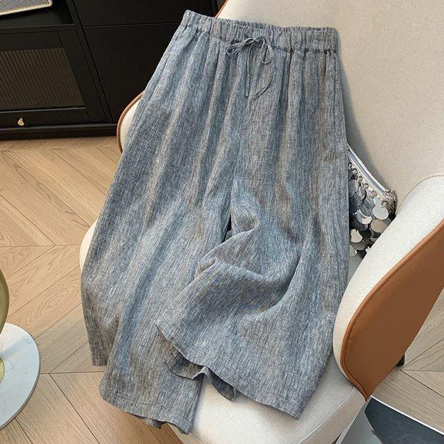 Simple and Artistic Retro Cotton-Linen Cropped Pants for Women, Summer High-Waisted Slimming Straight-Leg Pants, Casual Age-Reducing Linen Wide-Leg Pants Simple and Artistic Retro Cotton-Linen Cropped Pants for Women, Summer High-Waisted Slimming Straight-Leg Pants, Casual Age-Reducing Linen Wide-Leg Pants