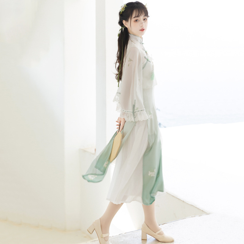 Original Jasmine carta Han vestido femenino estilo chino diario Han elementos fuera de la falda de suspensión conjunto de primavera y otoño 6732