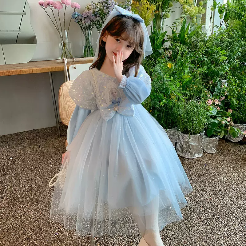 女童连衣裙2025秋季新款艾莎公主裙冰雪奇缘儿童洋气礼服爱莎裙子