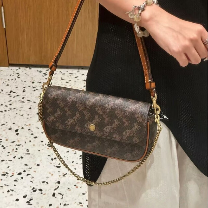 Kou C's New Brook Flap High-Quality Baguette Bag Underarm Single Shoulder Satchel Crossbody Bag Chain Mahjong Bag