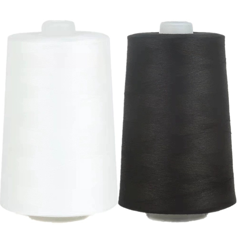 Blanco y negro 500 gramos un jin 402 fábrica de hilo de coser de alta velocidad venta directa 10 mil metros de hilo de máquina de coser sin junta de tamaño no