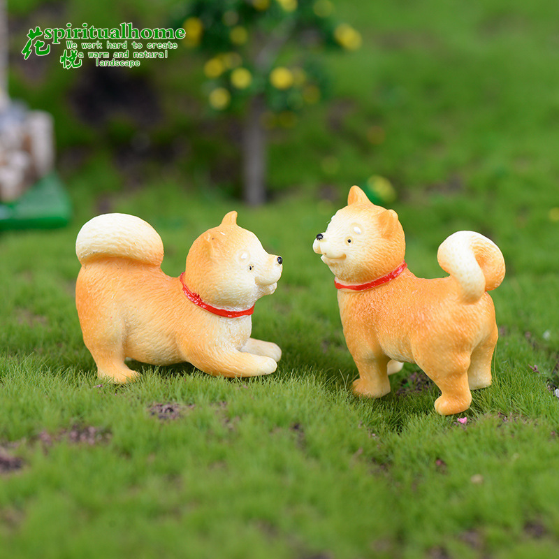 Micro Landscape Ornaments Akita Dog DIY Succulent Decoration Little Yellow Dog Animal Ornaments Creative Bonsai Resin Small Ornaments