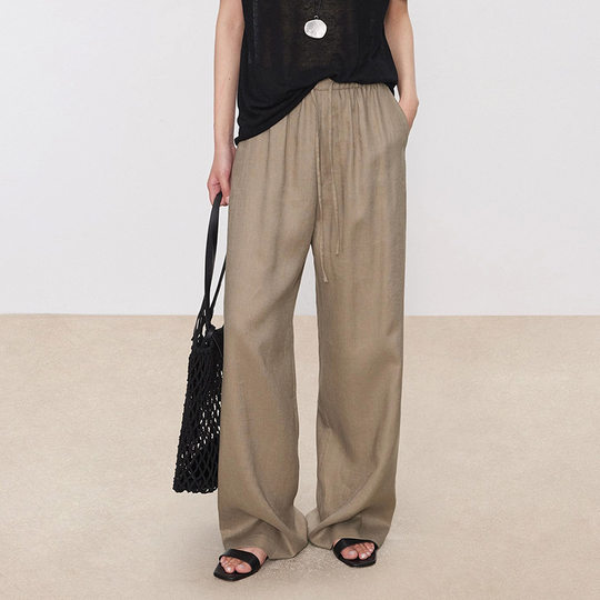 2025 Summer New Cool and Comfortable Linen Old Money Style Casual Pants Layered Retro Style Small V-Neck Vest Pants