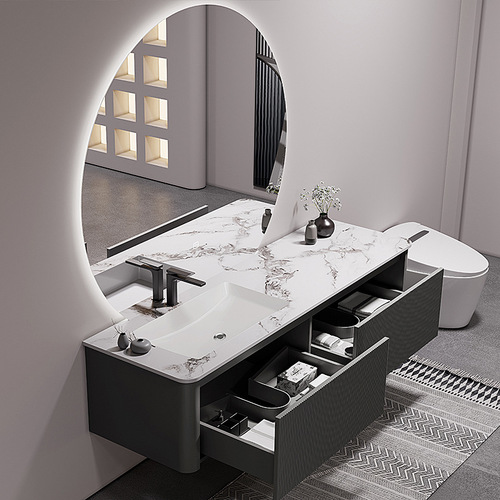 Italian minimalist bathroom cabinet combination slate seamless integrated basin washbasin bathroom washstand bathroom cabinet