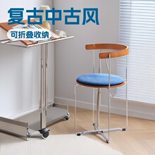 北欧折叠椅复古实木餐椅小户型家用休闲靠背椅现代简约餐厅餐桌椅