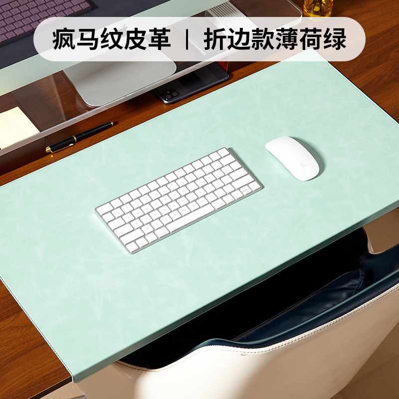 疯马纹皮革鼠标垫超大号电脑桌垫办公桌面键盘垫电竞轻奢高级感|undefined