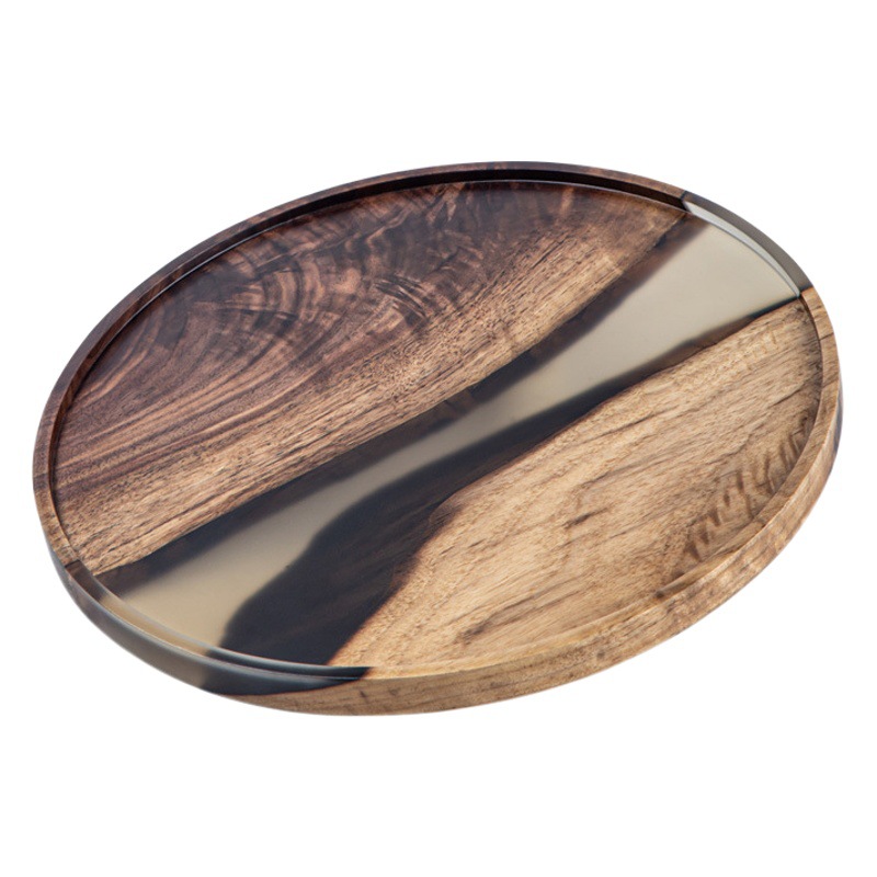 Bandeja de té de resina de nogal negro transfronterizo bandeja rectangular de madera bandeja de fruta doméstica madera maciza pequeña mesa de té bandeja de madera