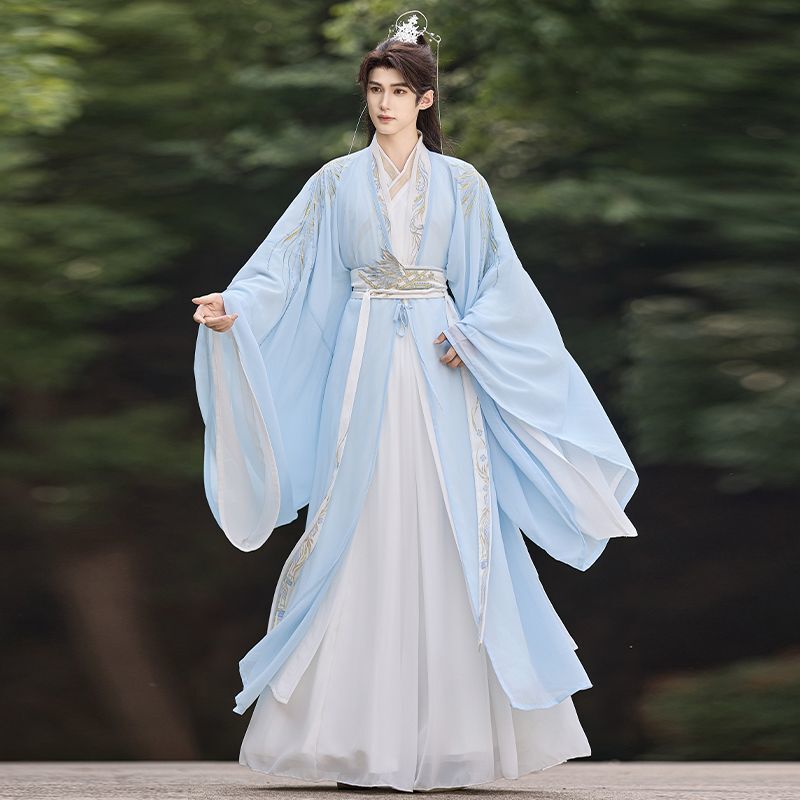 Song Dynasty Han Dynasty Cross-Collar Long Shirt 2025 New Spring and Autum Embroider Fairy Film and Television Men and Women Chinese Style Ancient Costume Daily