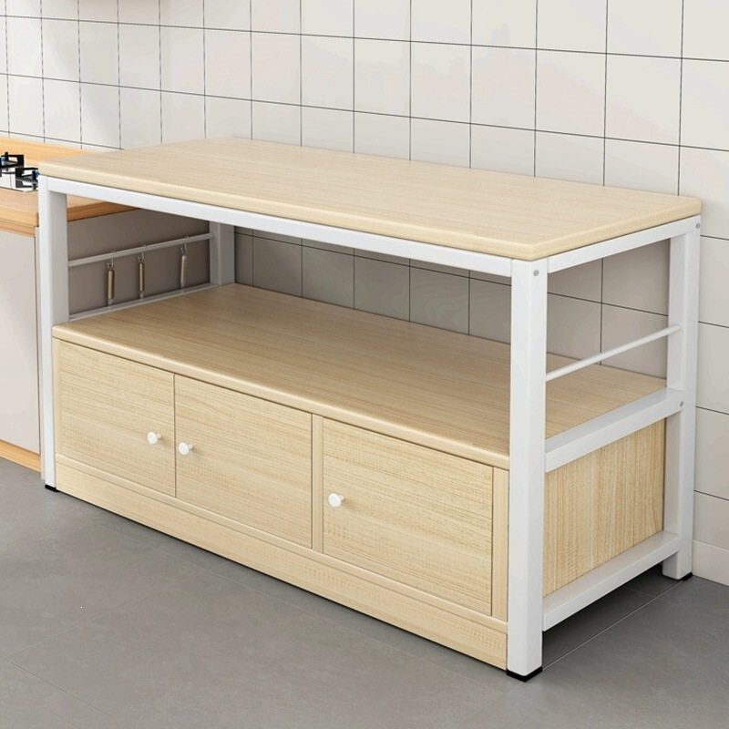 Kitchen Small Long Table, Multi-Layer Household Table, Movable Vegetable Cutting Table, Double-Layer Wooden Table, Simple Rectangular Multi-Functional Table Kitchen Small Long Table, Multi-Layer Household Table, Movable Vegetable Cutting Table, Double-Layer Wooden Table, Simple Rectangular Multi-Functional Table