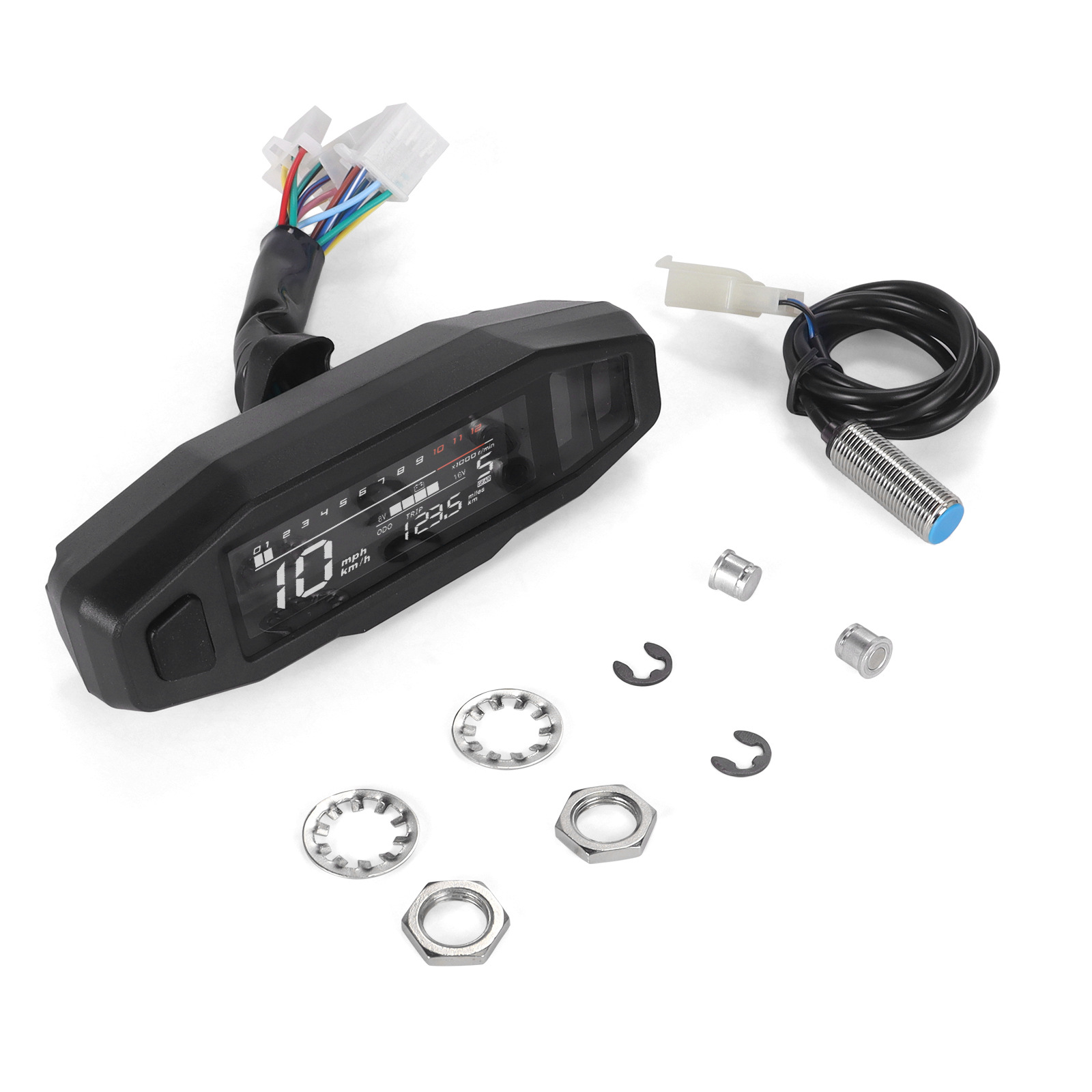 Cross-Border South American Motorcycle Instrument Modification Universal Lcd Electronic Multi-Function Speedometer Speedometer Oil Meter Assembly