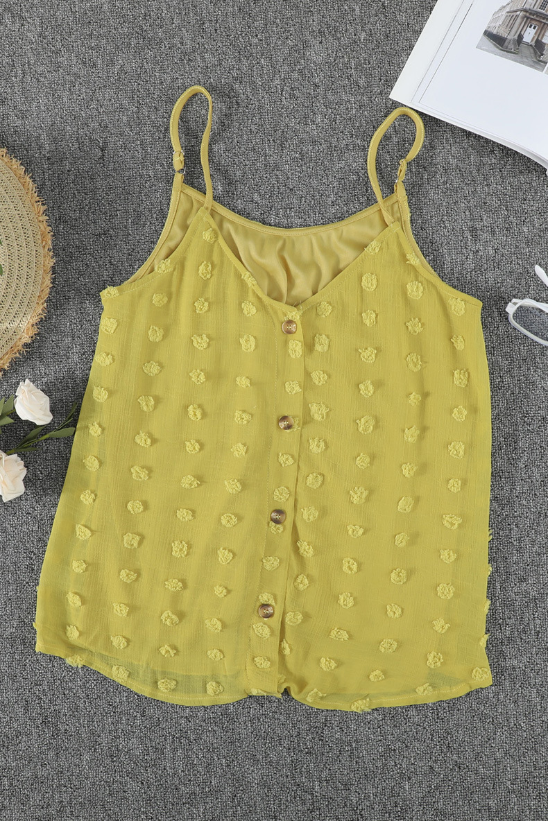 buttond solid color low-cut sling loose vest NSQSY120240