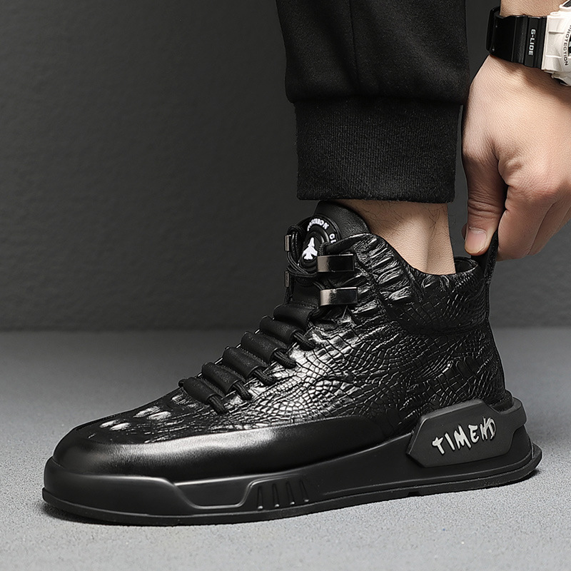 Martin boots for men's winter high cut plush British work anti slip warm snow boots, cold resistant and waterproof_voghion.com