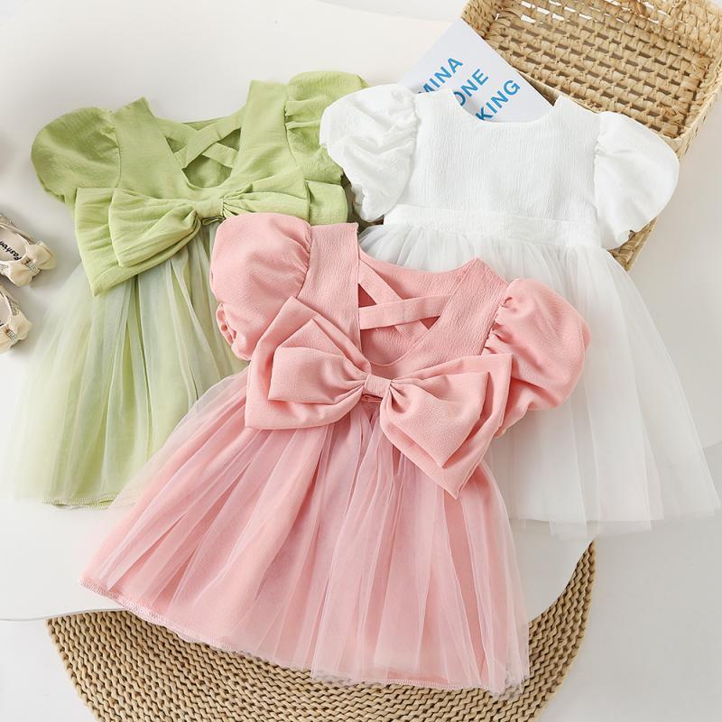 Girls' Summer dress 2025 New Children's Korean Fashion Bow Skirt Baby Girl Stylish Princess Skirt