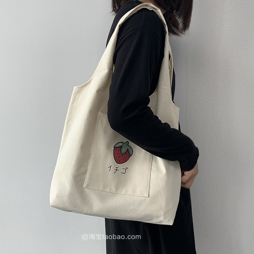 New Student Shoulder Canvas Bag Women's Simple Japanese Literature and Art Small Fresh Remedial Course Self-Study Casual Tote Bag