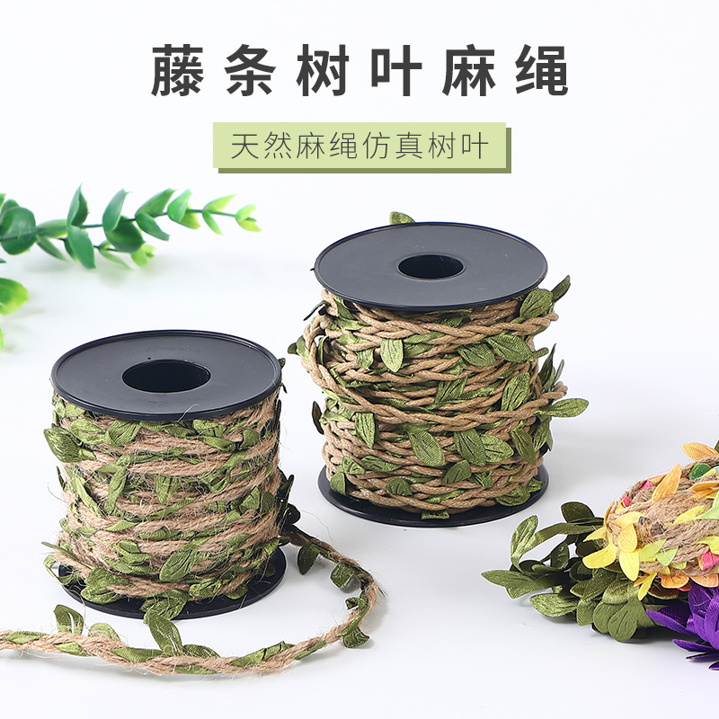 Mori adornos colorido cuerda de cáñamo hecho a mano material de bricolaje deja cuerda de ratán pared decorativa tejida a mano creativa