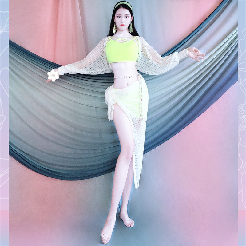 Belly Dance Practice Outfit Slimming Elegant Hollow-Out Vest Apron Set Slim-Fit Luxury Performance Outfit Slimming Children's