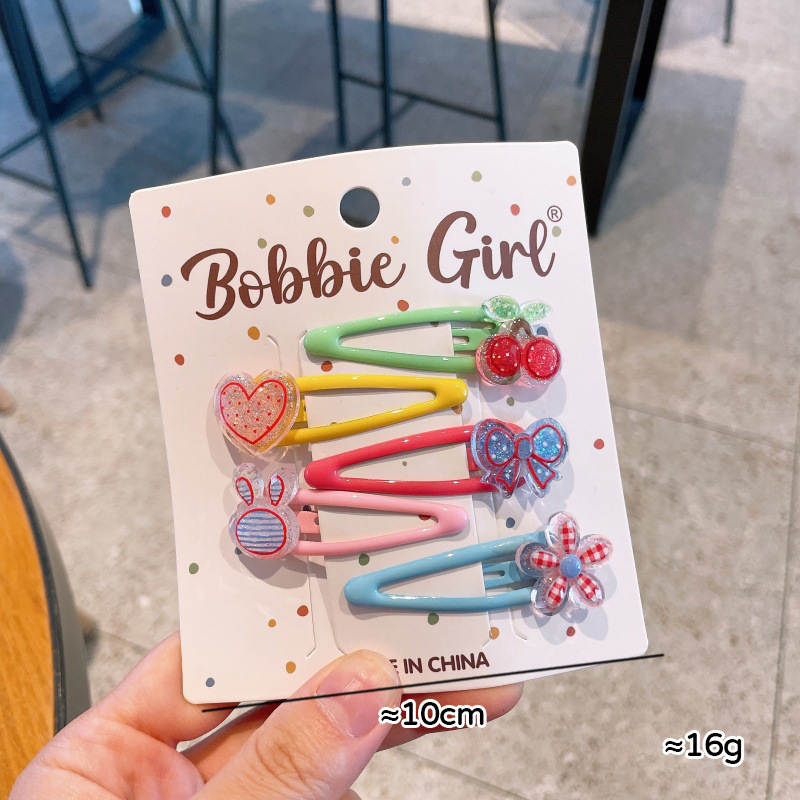 可爱爱心星星撞色儿童发夹百搭卡通不伤发碎发夹女孩甜美边夹顶夹|undefined