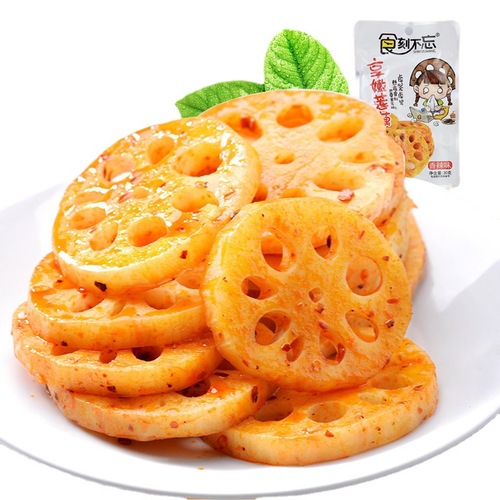 Food is not forgotten, spicy and hot slices of lotus root, spicy snacks, boxed lotus root 30g*20 bags, leisure food, snack manufacturers wholesale 