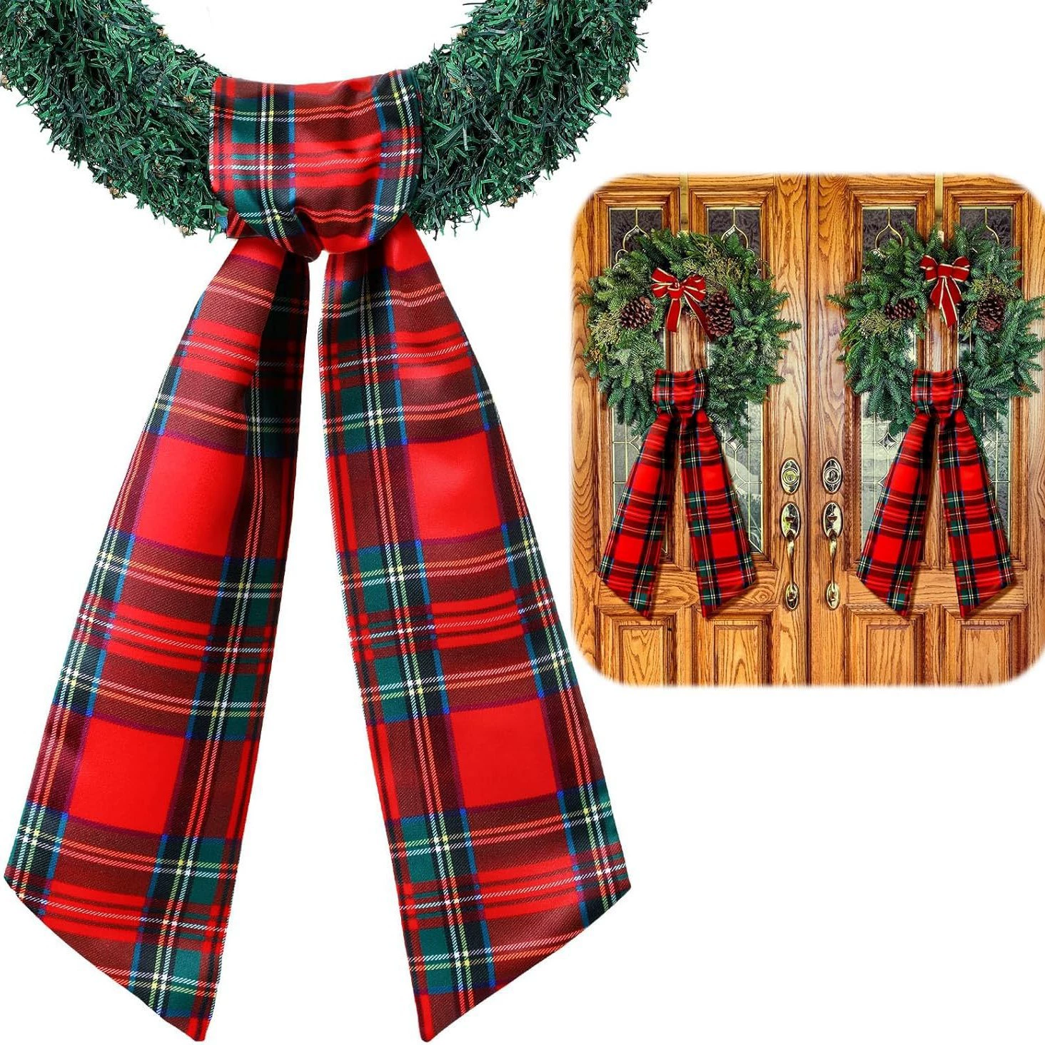 Рождественская гирлянда украшает пояс перед дверным кулисом Домашние украшения для вечеринок