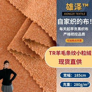TR羊毛条纹小粒绒 280g轻柔舒适暖绒针织布 秋冬卫衣连衣裙面料