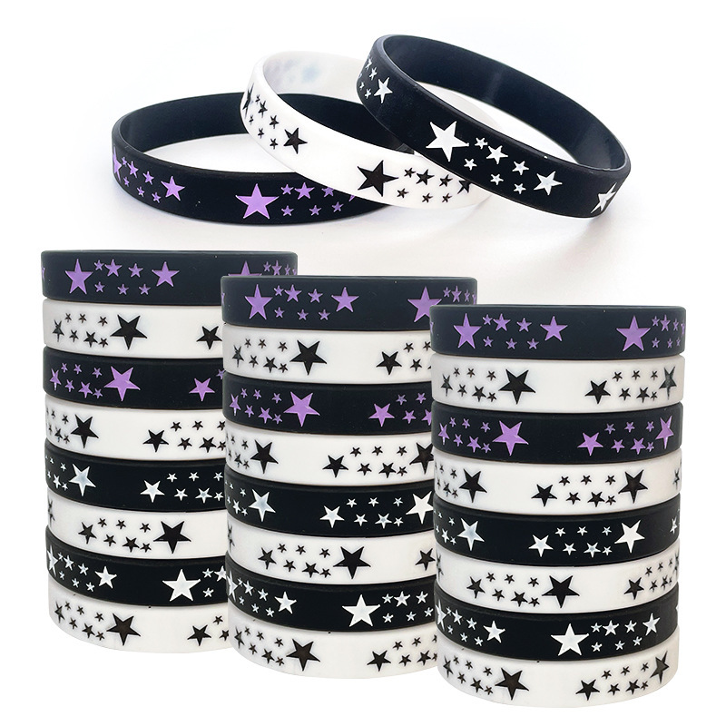 Cross-border European and American men's and women's personalized inspirational bracelet five-pointed star silicone wrist strap sports rubber wrist strap bracelet fashion