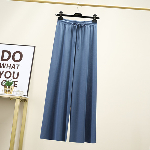  Spring and Summer Ice Silk Straight Leg Pants Loose Thin High-Waist Women's Wide Leg Pants Face Mask Pants Women Wholesale