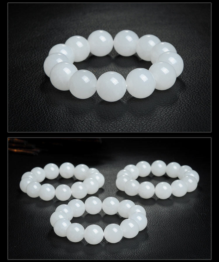 Vòng tay ngọc Hetian Tân Cương trắng tinh khiết 8-18mm đơn giản — Màu trắng tinh khiết chi tiết 5