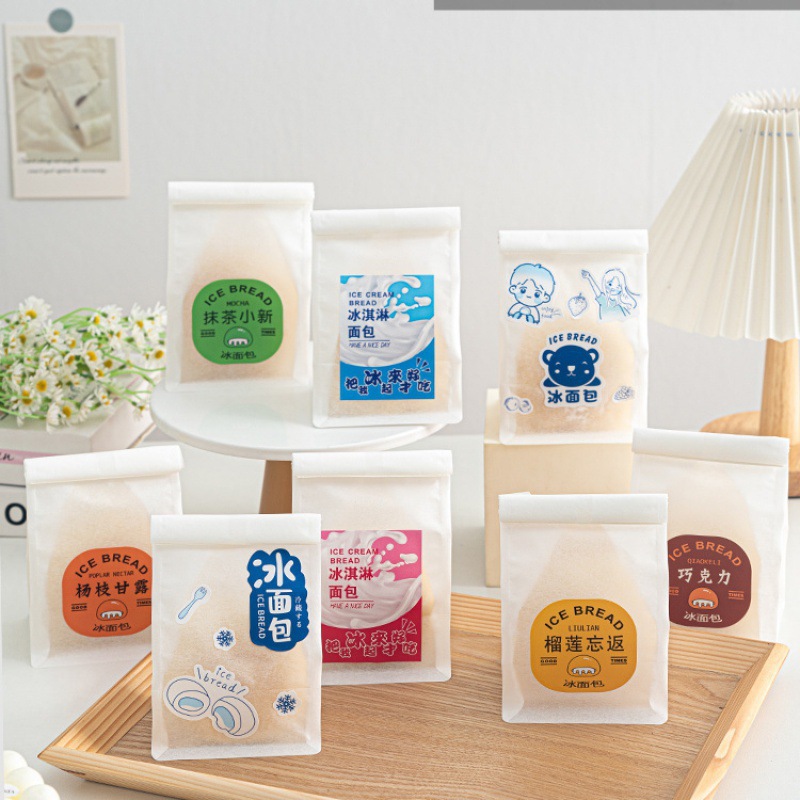 冰面包包装袋自封机封冰淇淋创意卷边铁丝防油密封白色袋子