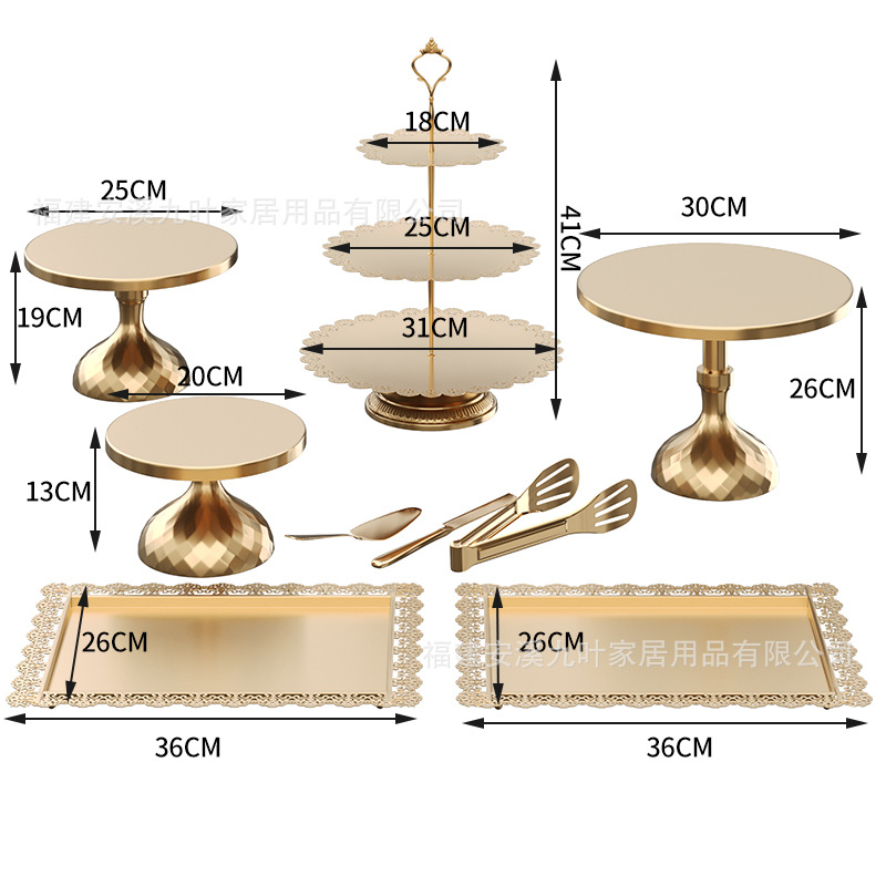 Juego de Soportes para Tartas de Hierro Forjado Estilo Europeo, Decoración para Bodas, Exhibición de Postres, Soporte para Aperitivos, Accesorios para Fiestas de Cócteles, Juego de Platos para Tartas image 7