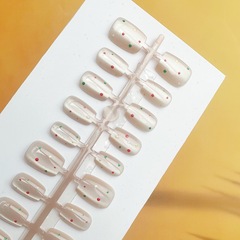 30片手工穿戴美甲紅綠白小波點顯白可愛百搭可拆卸美甲貼片